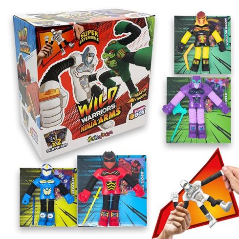 Wild Warriors Ninja Arms Super Extensible 25 cm: Funny Box con 2 personaggi diversi